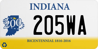 IN license plate 205WA