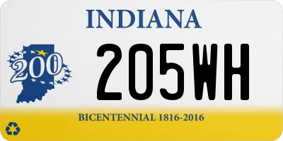 IN license plate 205WH