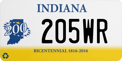 IN license plate 205WR