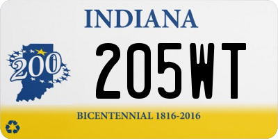 IN license plate 205WT