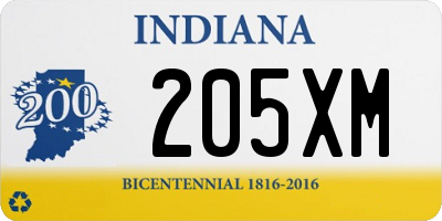 IN license plate 205XM