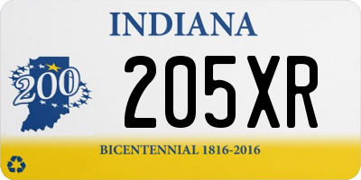 IN license plate 205XR