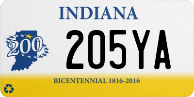 IN license plate 205YA