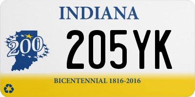 IN license plate 205YK