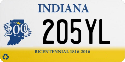 IN license plate 205YL