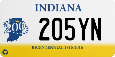 IN license plate 205YN