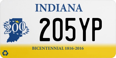 IN license plate 205YP