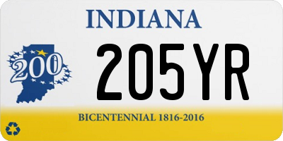 IN license plate 205YR