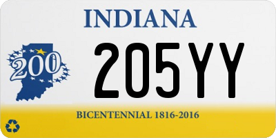 IN license plate 205YY