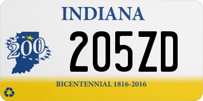 IN license plate 205ZD