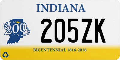 IN license plate 205ZK