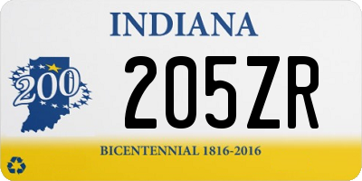 IN license plate 205ZR