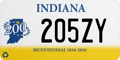 IN license plate 205ZY