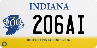 IN license plate 206AI