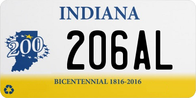 IN license plate 206AL