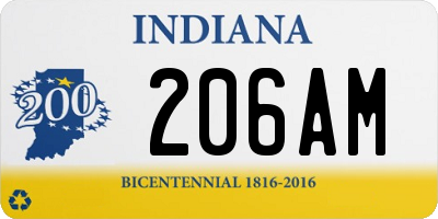 IN license plate 206AM