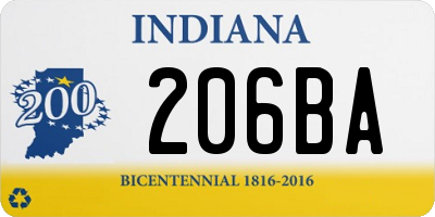 IN license plate 206BA