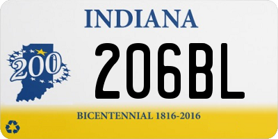 IN license plate 206BL