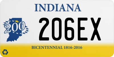 IN license plate 206EX
