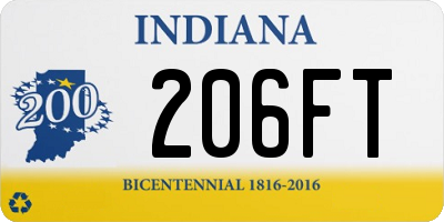 IN license plate 206FT