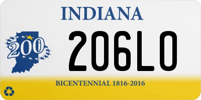IN license plate 206LO
