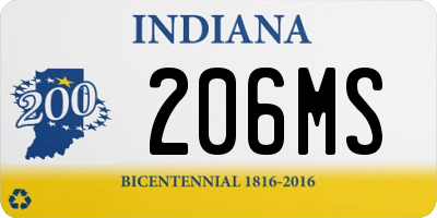 IN license plate 206MS