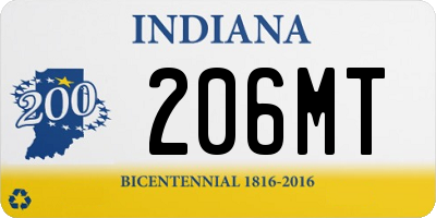 IN license plate 206MT