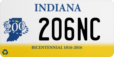 IN license plate 206NC