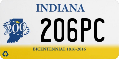 IN license plate 206PC