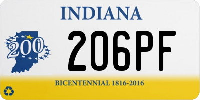 IN license plate 206PF