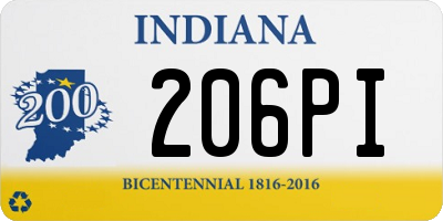 IN license plate 206PI