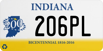 IN license plate 206PL