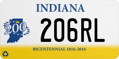 IN license plate 206RL