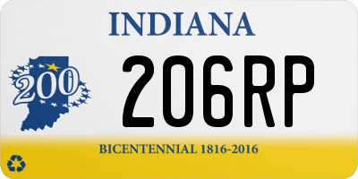 IN license plate 206RP