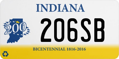 IN license plate 206SB