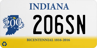 IN license plate 206SN