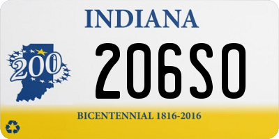 IN license plate 206SO