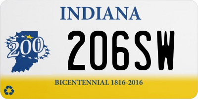 IN license plate 206SW