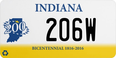 IN license plate 206W