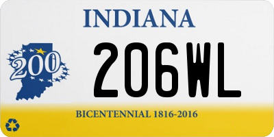 IN license plate 206WL