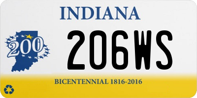 IN license plate 206WS
