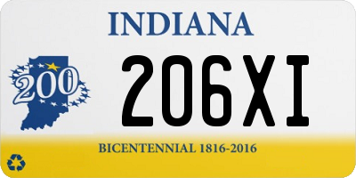 IN license plate 206XI