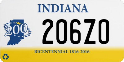 IN license plate 206ZO