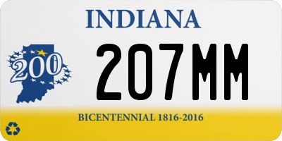 IN license plate 207MM