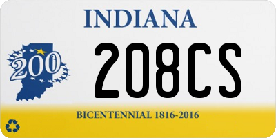 IN license plate 208CS