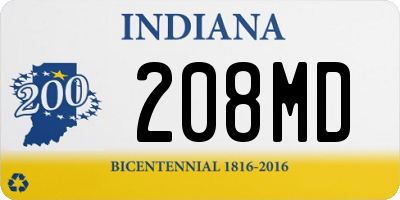 IN license plate 208MD