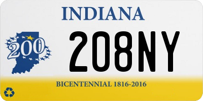 IN license plate 208NY