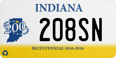 IN license plate 208SN