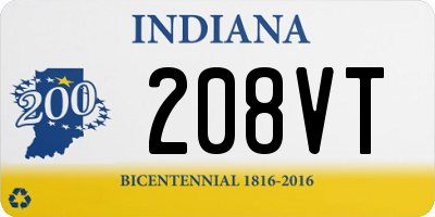 IN license plate 208VT