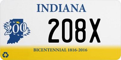 IN license plate 208X